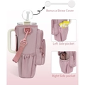 Pink insulated water bottle carrier bag with adjustable strap and multiple storage pockets - 7*7*26cm / Pink