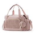 Bolso cambiador de viaje malva con textura acolchada en V y un pequeño estuche redondo - Rosa