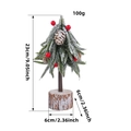 Mini sapin de Noël avec baies rouges, pommes de pin et neige sur socle bois - Wooden Base Green Leaf Style (E2-65)