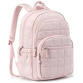 Sac à dos étanche pour ordinateur 15,6 pouces en rose clair avec motif matelassé classique - Rose / 30*20*44CM