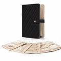 Black quilted leather jewelry binder organizer featuring clear detachable PVC storage pages - Black