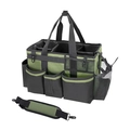 Wearable cleaning tool bag in olive green with multi-pockets and padded shoulder strap - Olive Green