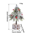 Mini sapin de Noël enneigé avec baies rouges et pommes de pin sur socle bois - Wooden Base Snow Frost Style (E2-64)