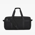 Close-up of durable black travel bag showing reinforced handles and metal zipper detail - 36-55L / Black