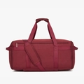 Dettaglio borsa da viaggio bordeaux con tessuto resistente e tracolla imbottita regolabile - 36-55L / Borgogna
