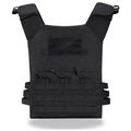 Tactical outdoor vest with adjustable straps, MOLLE system and triple magazine pouches - One Size / Black