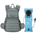 Vista detallada de mochila táctica gris 22L con bolsa de agua 3L TPU y sistema MOLLE - Gris