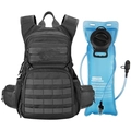 Detalle de una mochila táctica con bolsa de agua de TPU de 3L y tubo de hidratación negro - Negro