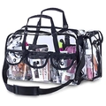 Large transparent PVC travel makeup bag with adjustable shoulder strap and black nylon trim - 50*30*18cm / Black