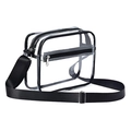 Clear PVC crossbody bag with adjustable black strap and front zipper pocket for security - 25*23*7cm / Black