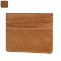 Portacarte RFID sottile in pelle marrone vintage con fessure multiple e campione di pelle - Marrone Chiaro (KB158)
