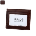 Porte-cartes en cuir marron foncé avec protection RFID, texture grainée et fenêtre ID - Café (KB159 Café)