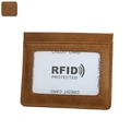 Porte-cartes RFID en cuir véritable marron avec texture grainée et fenêtre pour carte d'identité - Brun (KB159 Brun)