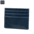 Slim dark blue genuine leather card holder with three card slots and RFID protection - Blue (KB158)