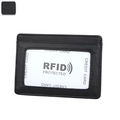Porte-cartes en cuir noir avec protection RFID, texture grainée et fenêtre transparente - Noir