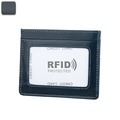 Slim RFID protected leather card holder in navy blue with transparent ID window - Blue (KB159 Blue)
