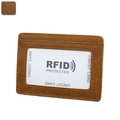 Porte-cartes RFID en cuir marron vintage avec fenêtre d'identité et fentes multiples - Brun