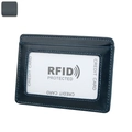 Porte-cartes RFID en cuir bleu marine avec fenêtre d'identité transparente - Bleu