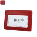 Portefeuille en cuir rouge anti-RFID avec fenêtre d'identité et grain croisé - Rouge