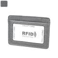 Silver grey pebble grain leather card holder with RFID protection and transparent window - Gray