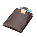 Portacarte RFID in pelle marrone scuro con linguetta estraibile per un facile accesso - caffè