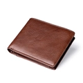 Klassische dunkelbraune Herren-Brieftasche aus echtem Leder mit feiner Narbenstruktur - Kaffeebraun
