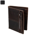 Portefeuille vintage en cuir marron RFID avec fentes pour cartes et poche zippée - Café