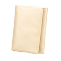 Minimalist beige leather RFID trifold wallet with fine white stitching and grain texture - Apricot