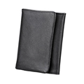 Minimalist black pebble grain leather RFID folding wallet and card holder for women - Black