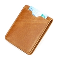 Vintage brown genuine leather RFID wallet with vertical card slots and V-cut design - Brown