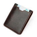 Slim RFID blocking wallet in dark brown genuine cowhide leather with card slot - Coffee