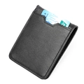 Slim black pebble grain leather RFID wallet with card slots and fine stitching - Black