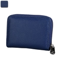 Portacarte RFID in pelle blu reale con trama a grana e chiusura con cerniera - Blu Reale