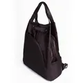Large size deep coffee genuine leather backpack with geometric pattern and side zipper - Large / Coffee