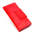 Portefeuille long en cuir grainé rouge pour femme avec fermeture à pression chic - Rouge
