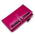 Lange Leder RFID-Geldbörse für Damen in Magenta-Pink mit vielen Kartenfächern - Rosenrot