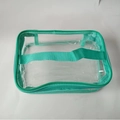 Waterproof mint green transparent PVC toiletry bag with zipper and handle for travel storage - Large (23.8x16x9.9) / Green