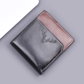 Portefeuille fin bicolore noir et marron pour homme avec logo cerf et coutures blanches - Noir