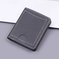 Portefeuille vertical en cuir noir avec surpiqûres blanches et fente pour cartes - Noir