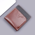 Portefeuille bicolore mince pour hommes en marron et noir avec logo cerf embossé - Café