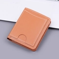 Portefeuille vertical en cuir marron pour homme avec surpiqûres et porte-cartes - Marron