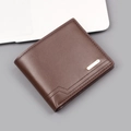 Schmale dunkelbraune Herrenbrieftasche aus Leder mit eleganten Goldakzenten für Business - 843 Horizontal Dunkelbraun