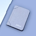 Men's vertical gray canvas wallet with leather corners and white jolizeon brand logo - Gray