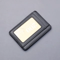 Slim black leather card holder with clear ID window and multiple card slots - Black