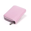Tarjetero RFID color lila claro en cuero granulado con cremallera metálica resistente - Lavanda
