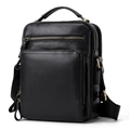 Borsa a tracolla classica in pelle nera con dettagli dorati e tasche con zip - 9 Pollici / Nero