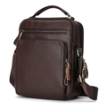 Borsa a tracolla da uomo in vera pelle testa di moro con design multitasca funzionale - 9 Pollici / Caffè