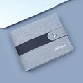 Cartera de lona gris para hombre con raya en contraste y cierre de broche de metal - Gris