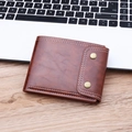 Cartera vintage de cuero encerado marrón para hombre con costuras blancas y hebilla de latón - Café