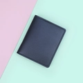Slim minimalist black leather card holder wallet for women with premium stitching - Black